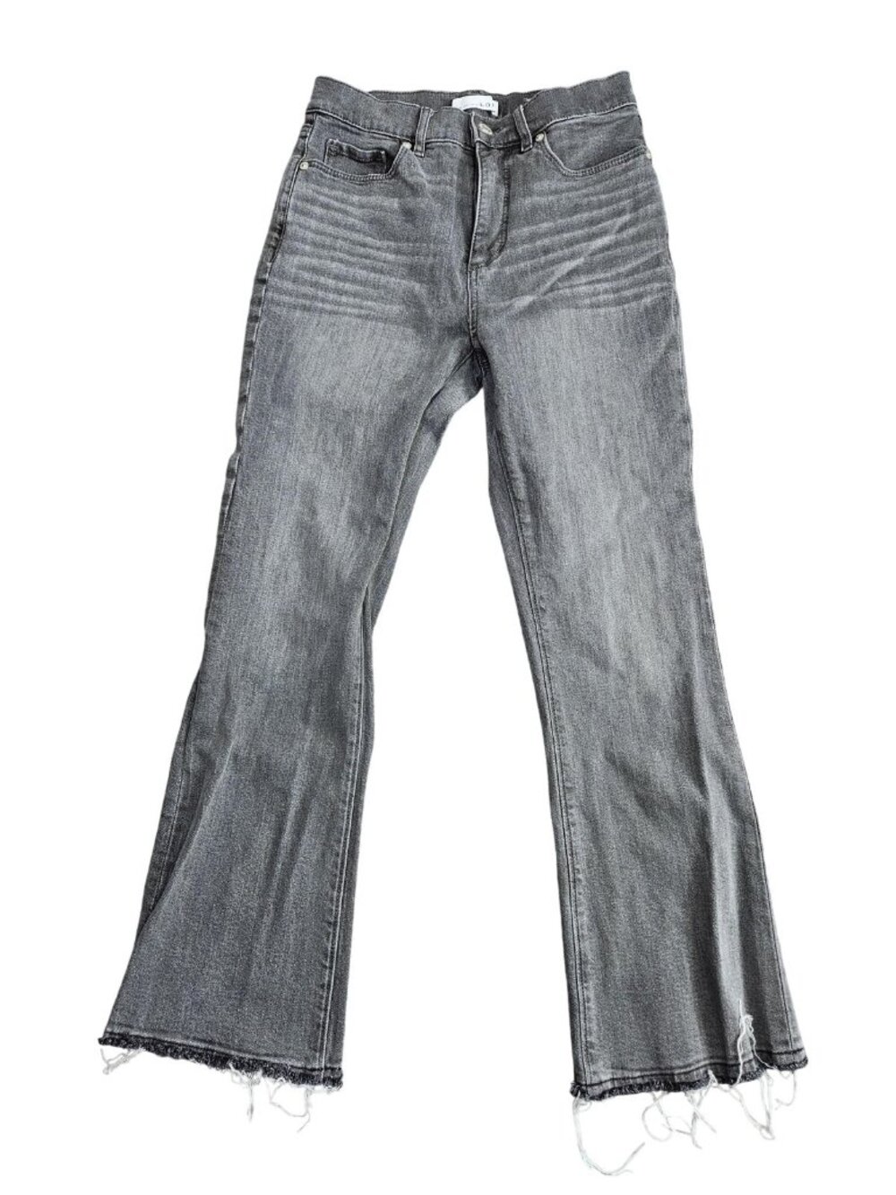 LOFT The Kick Crop‎ Jeans Womens 00 Gray Charcoal Wash High Rise Fringe Hem